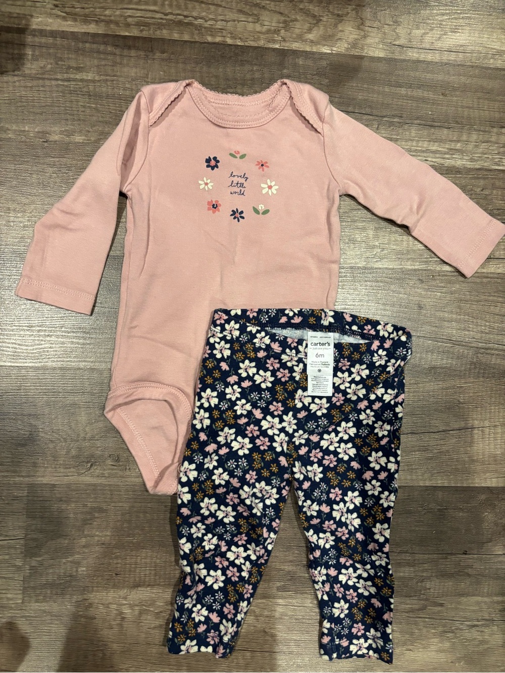 Carter's Pink Floral One-Piece with Navy Floral Leggings